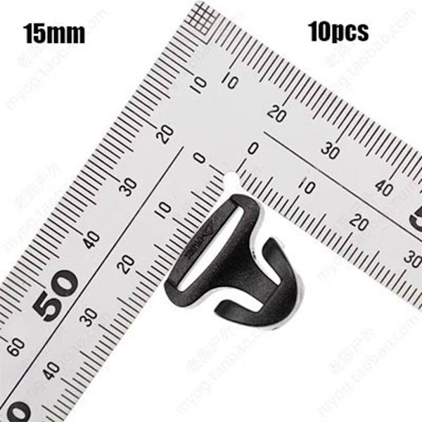 10 stk Telttau Spenne Pil Snor Krok 15MM IKKE JUSTERBAR IKKE 15mmNot Adjustable