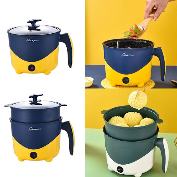 Mini sähköinen ruoanlaitto Sähköinen riisinkeitin SININEN KAKSOISKERTOS Blue Double layer