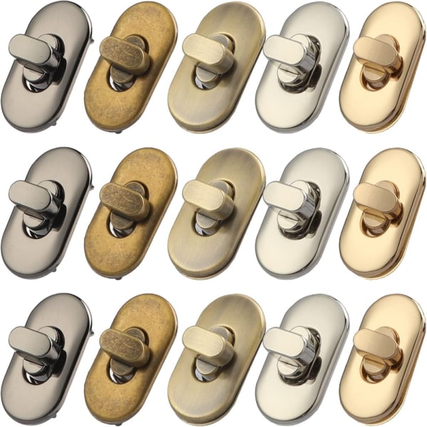 15 stykker Twist Lock Fastener Pung Turn Locks Clasp Bag