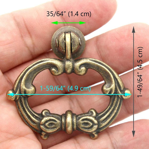 6 set Skåp drar Drop Ring Handtag Mässing Knoppar
