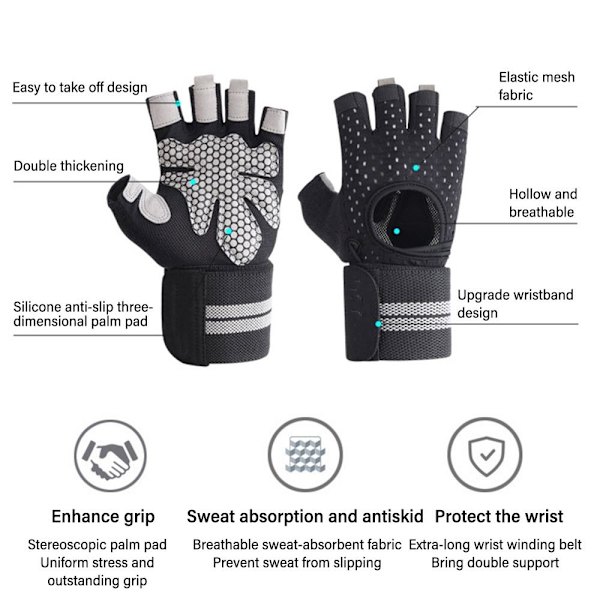 Sportshandsker Wrist Guard SORT XL XL black XL-XL