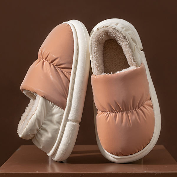 kvinnor vinter fleece inomhus varma bomullstofflor gul 40-41