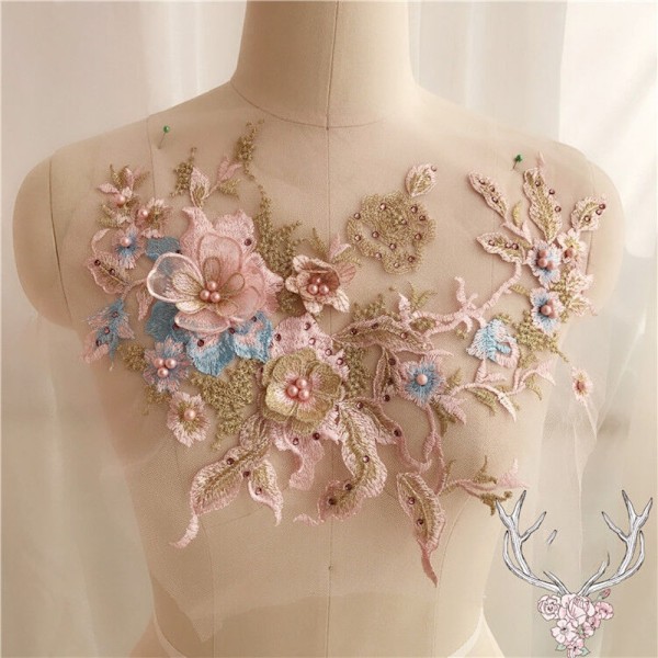 3D Spetsblommor Bröllopsklänning Trim 1 1 1