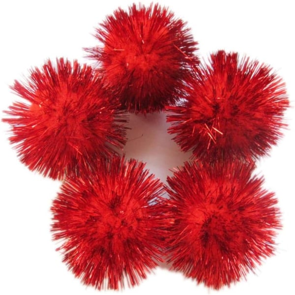 15 Pack Glitter Tinsel Pom Poms Sparkle Balls
