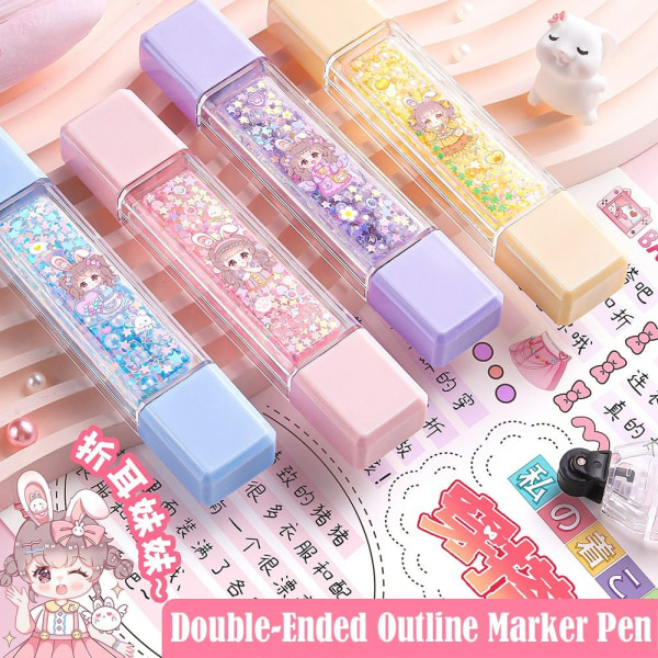 Outline Marker -kynä Kaksipäinen ääriviivakynä PINK Pink