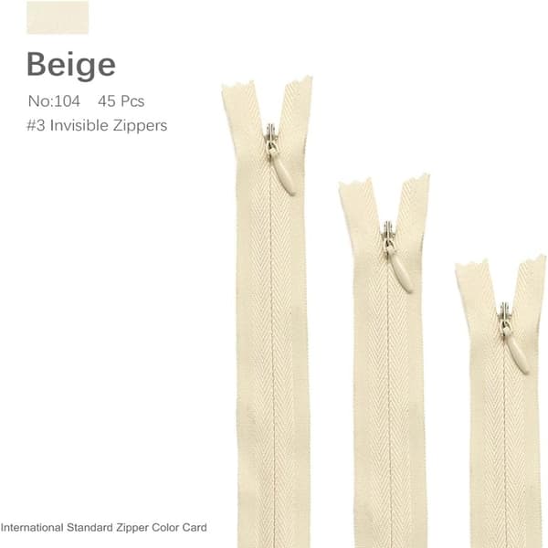 Usynlig lynlås syning Beige, tilbehør