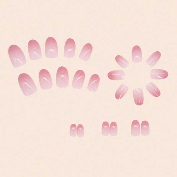 Gradient Round Head False Nails Wearable W400 W400 W400