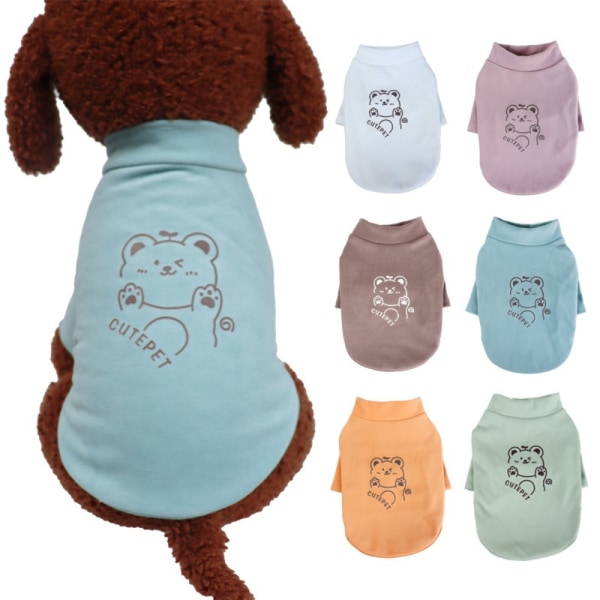 Velvet Pet To-benet Tøj Trykt Bjørn Hunde Sweater SKY Sky Blue L