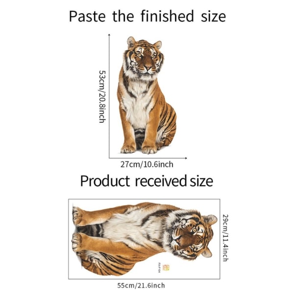 3D Tiger-veggklistremerke Levende Tiger-dekaler 4 4 4