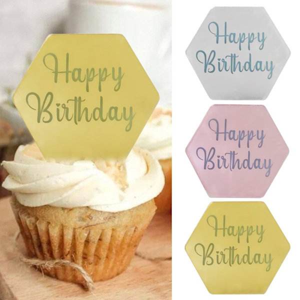 10 Stk Cake Top Flag Cupcake Topper SØLV HEXAGONAL SEXAGONAL Silver Hexagonal-Hexagonal
