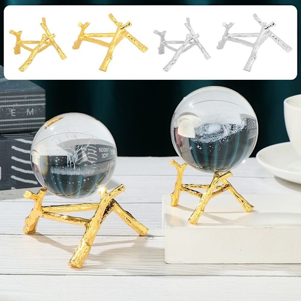 Crystal Ball Display Base Metal Branch Stand SILVER M Silver M