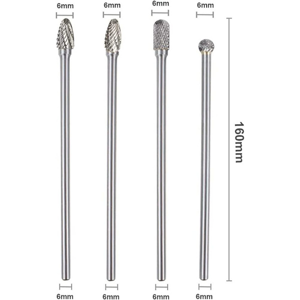 4-pack Karbidfrässet, Rotationsfilset, Slipfräsar