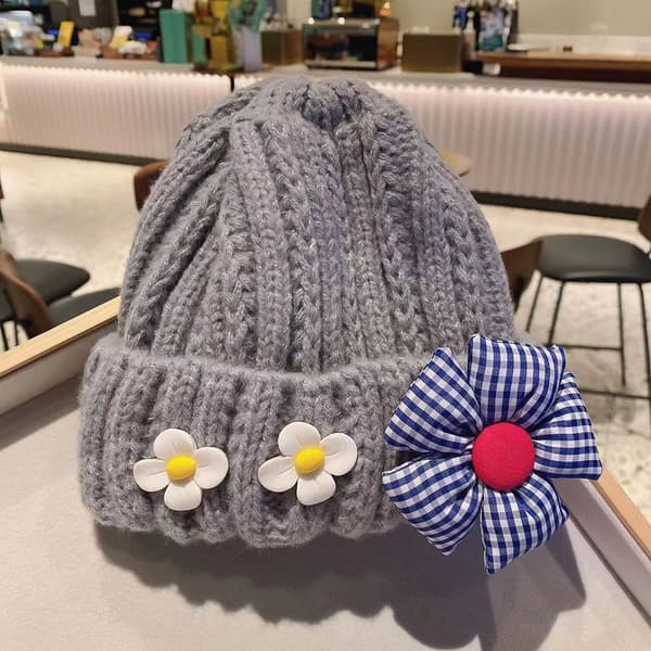 Børnemanchetstrik Beanie strikkehue Hat GRÅ grey