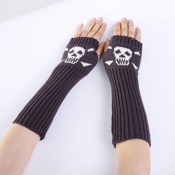 Lange håndledshandsker Strikkede fingerløse handsker SORT black