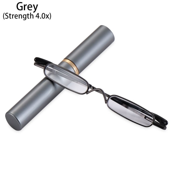 Smal Läsglasögon Slim Reading Glasses GRÅ STYRKA 4.0X gray Strength 4.0x