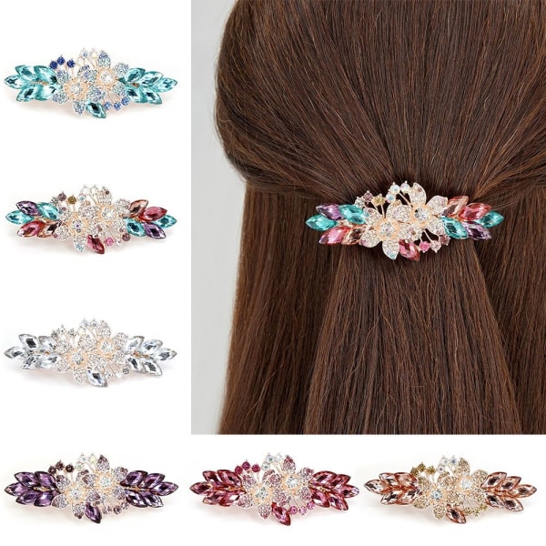 Crystal Flower Hair Clips Hair Barrettes CHAMPAGNE Champagne