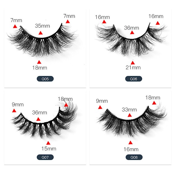 SKONHED 5 Par Falska Fransar 8D Faux Mink G08 G08