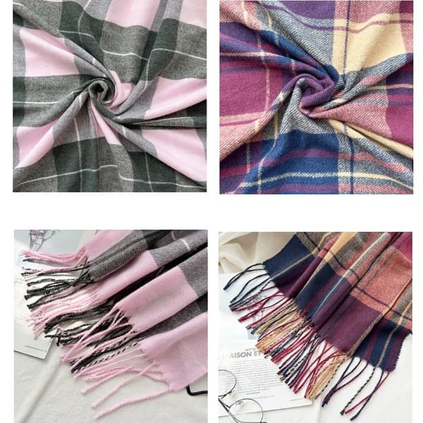 Cashmere klassisk plädscarf Överdimensionerad Tartan-scarf E E E