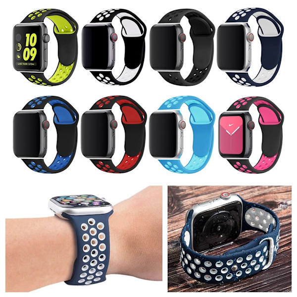 2 st Loop Strap Watch Silikonrem 38/40/41MM För Apple Sports Watch 38/40/41mm