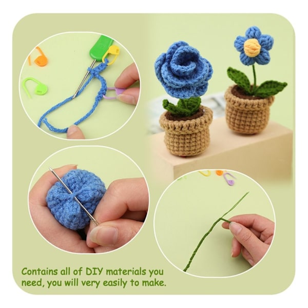 Virkningssatser Blomma Virkningssatser BLÅ BLOMMA-3 STK BLÅ Blue Flower-3Pcs