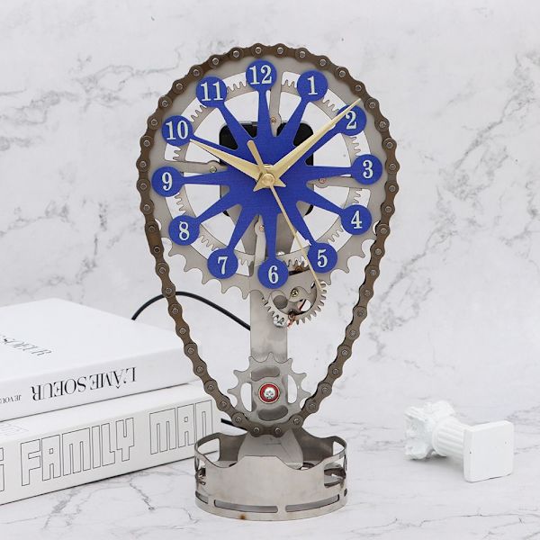 Chain Gear Clock Desktop Clock BLÅ A A Blue A-A