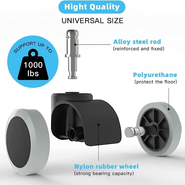 Castor Caster Wheels Kontorstol Sete erstatning Reserve