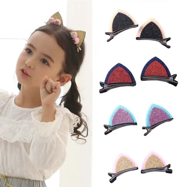 Cat Ear Hårklämmor Glitter Hårnålar 2 2 2