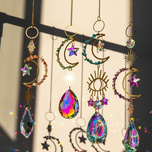 Sun Catchers Crystal Moon Shape BLÅ blue