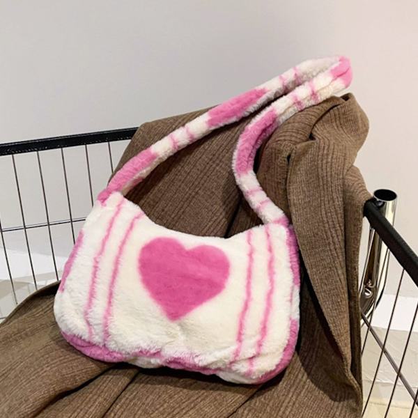 Skulder Crossbody Vesker Underarm Bag BLACK LOVE HEART PRINT black love heart print-love heart print