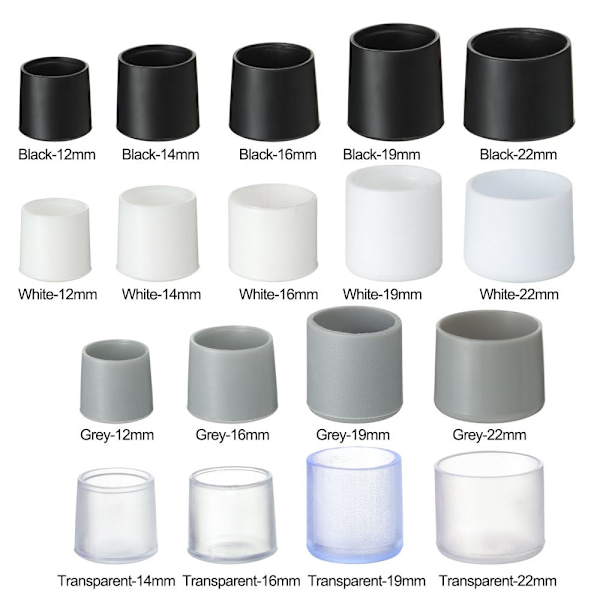 10st/ set Stol Ben Caps Möbelfötter TRANSPARENT 14MM Transparent 14mm