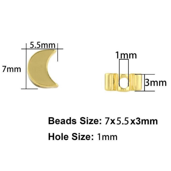 Guldpläterad metall Moon Beads Spacer Bead Mässing Lösa pärlor
