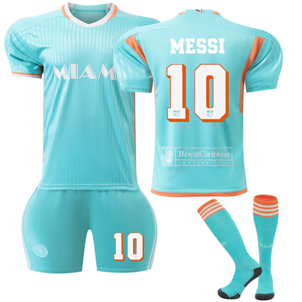 Inter Miami CF Borta Fotbollströja med strumpor för barn nr 10 Messi 2024 XL