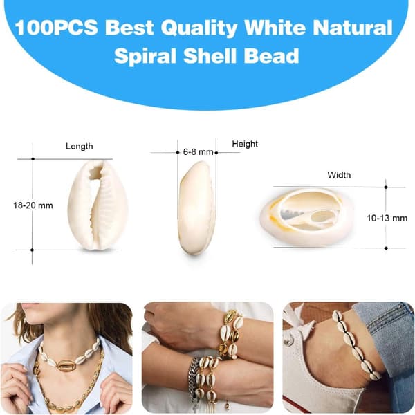 Sterke Cowrie Shell Beads glatt snitt