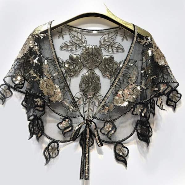 Kvinder Sjal Aften Prom Cape SORT black