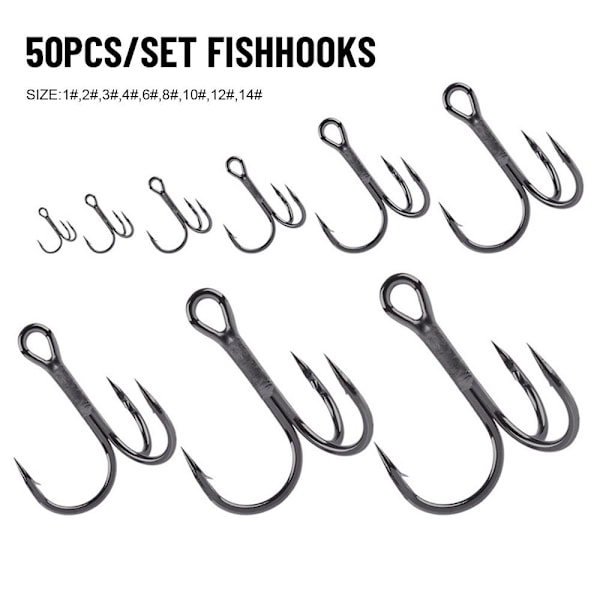 50 STK/sett fiskekroker høykarbonstål 8 8 8