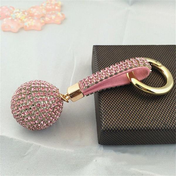 Rhinestone läderrem Crystal Ball Pendant nyckelring 2 2