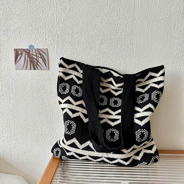 Håndvævet Taske Knot Håndledstaske SORT black