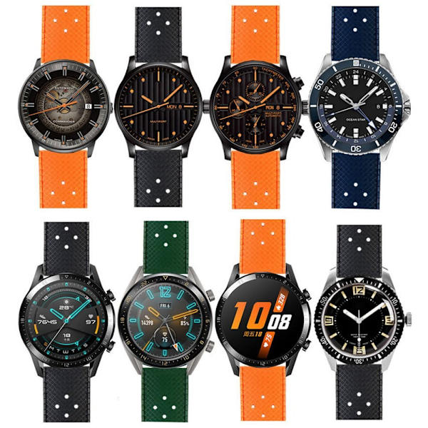 18mm 20mm 22mm Silikonrem Silikonklocka Watch SVART black 18mm