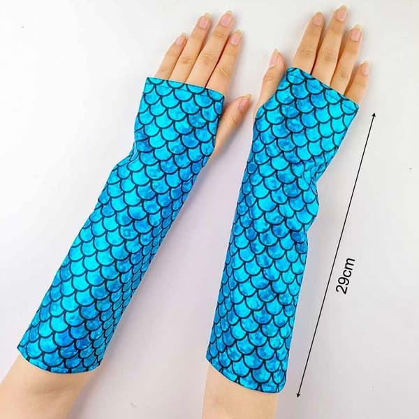 Fingerless Handskar Arm Ärmar BLÅ blue