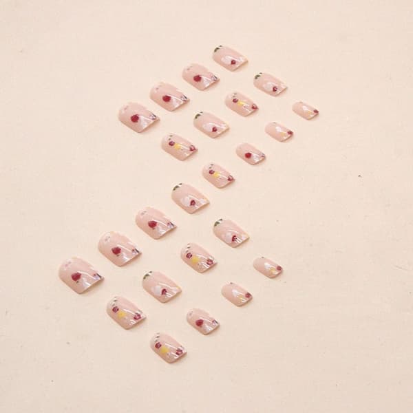 24st False Nails Short Square French W434