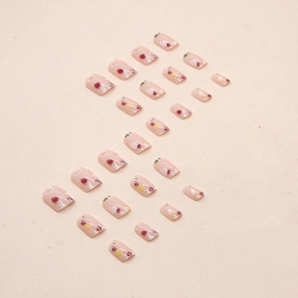 24stk False Nails Short Square French W434