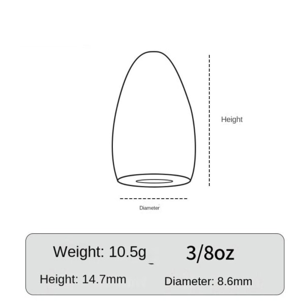 1/2/3/4/5 stk Fiske Tungsten fallsynke 10,5G-2STK 10,5G-2STK 10.5g-2pcs