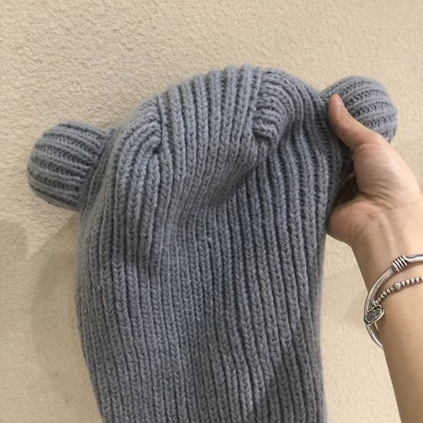 Pullover Knit Hat Lämmin Balaclava Hat MUSTA black