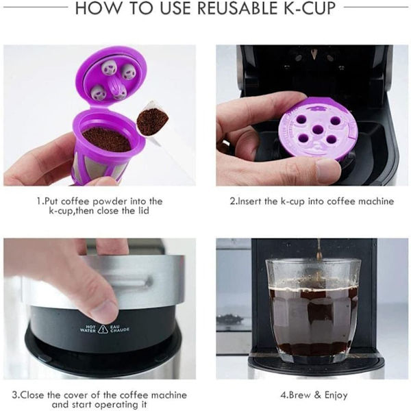 Kaffekapslar kopp påfyllningsbara filter SVART 2 2 Black 2-2