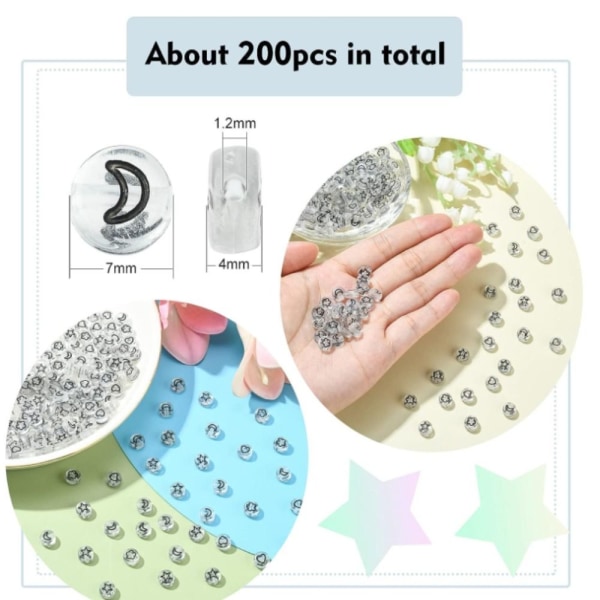 200 kpl 4*7mm pyöreitä helmiä läpinäkyvä akryyli