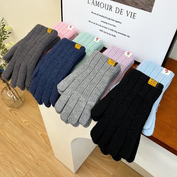 Dam Herr Handskar Stickade Handskar MÖRKGRÅ dark gray