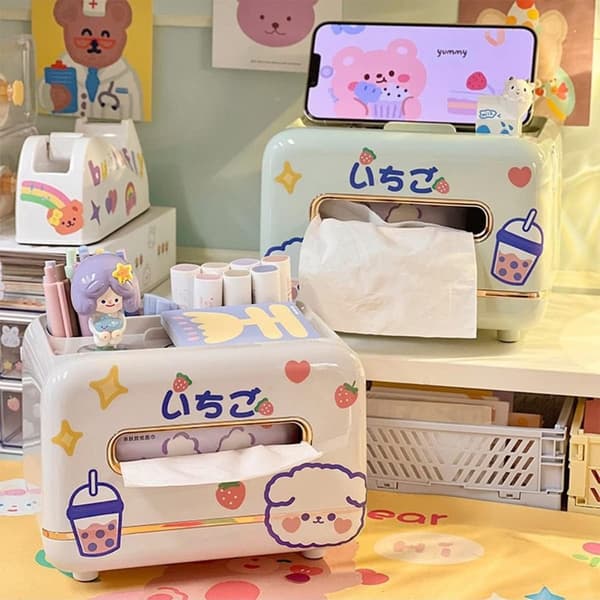 Monitoiminen organizer Tissue box Cover söpö kynäpidike