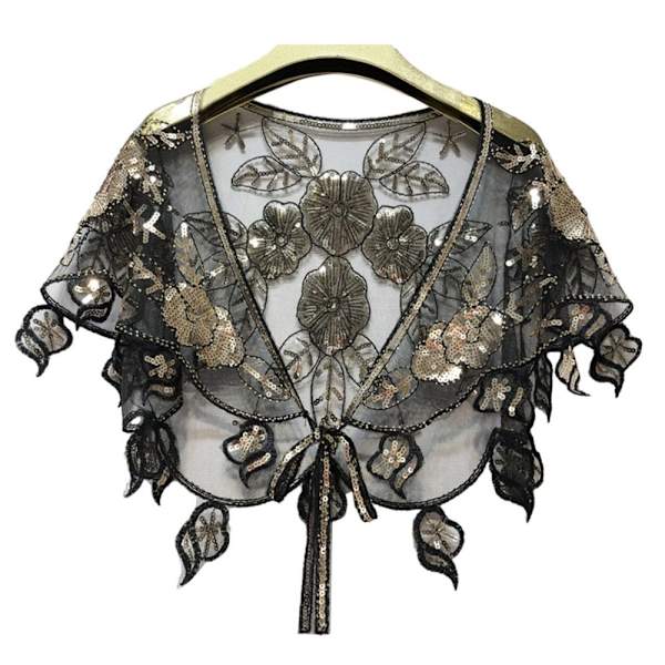 Dam Sjal Evening Prom Cape BLACK&GULD black&gold