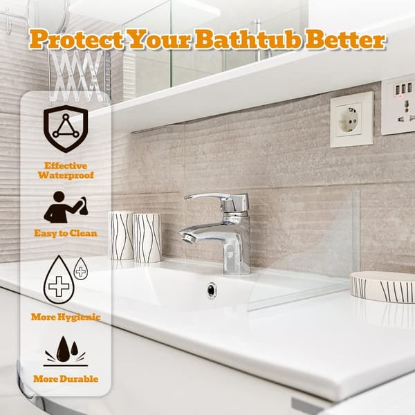 4 STK Dusj Splash Guard Badekar Splash Guard Akrylvask