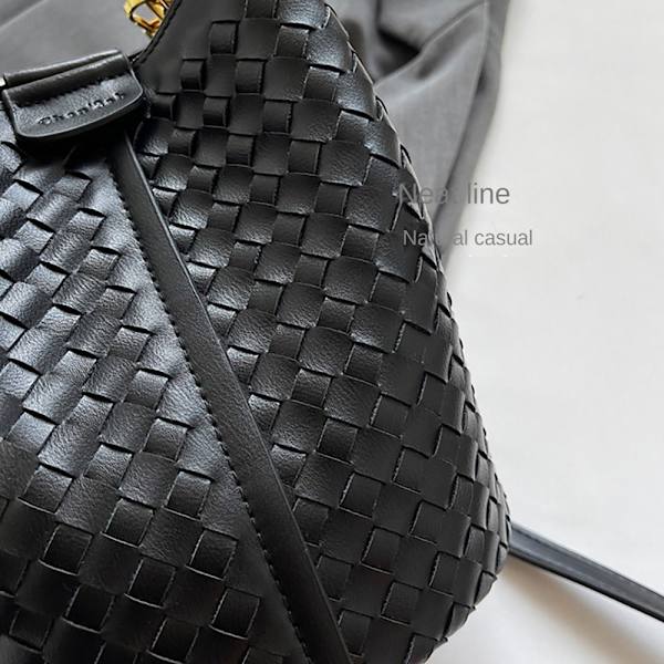 Vævet Bucket Bag Crossbody taske SORT BLACK